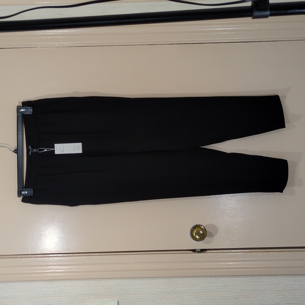 Eileen Fisher silk georgette slouchy pants, black, women's Size SP, NWT